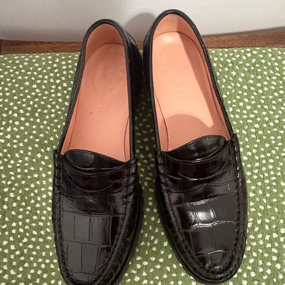 J. Crew croc lug sole Penny Loafers